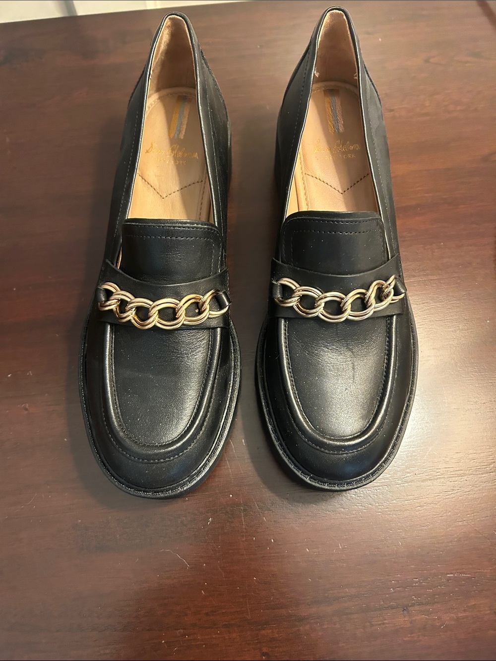 Sam Edelman Chunky Loafers with gold chain detail. Size 7.5. Never worn